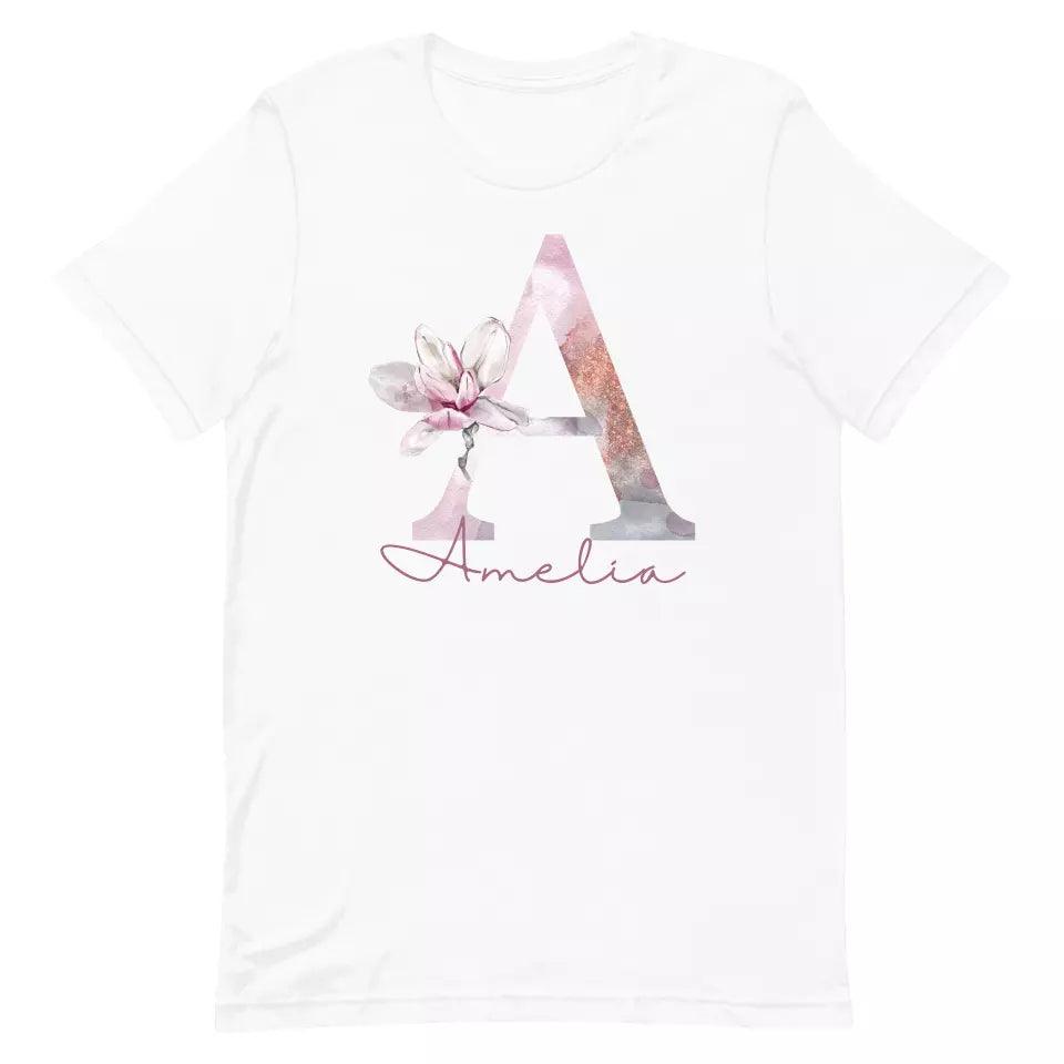 Custom Elegant Leaves Alphabet T-Shirt – ART-TSH009 - ARTFULANE