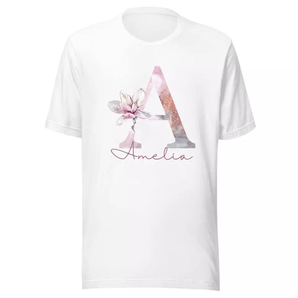 Custom Elegant Leaves Alphabet T-Shirt – ART-TSH009 - ARTFULANE