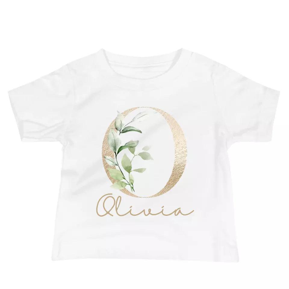 Custom Elegant Leaves Alphabet T-Shirt – ART-TSH013 - ARTFULANE