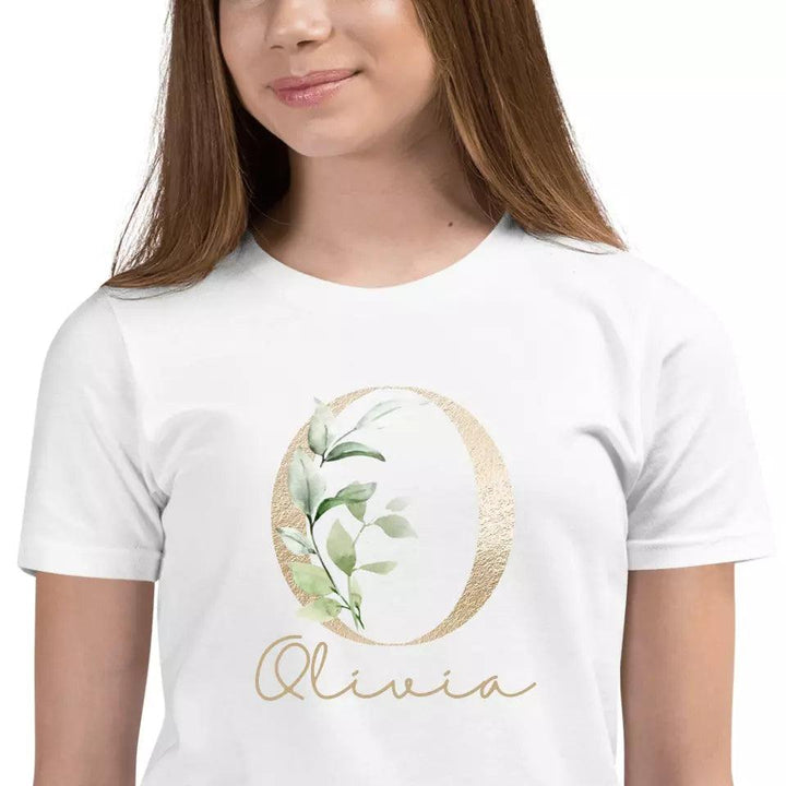 Custom Elegant Leaves Alphabet T-Shirt – ART-TSH013 - ARTFULANE