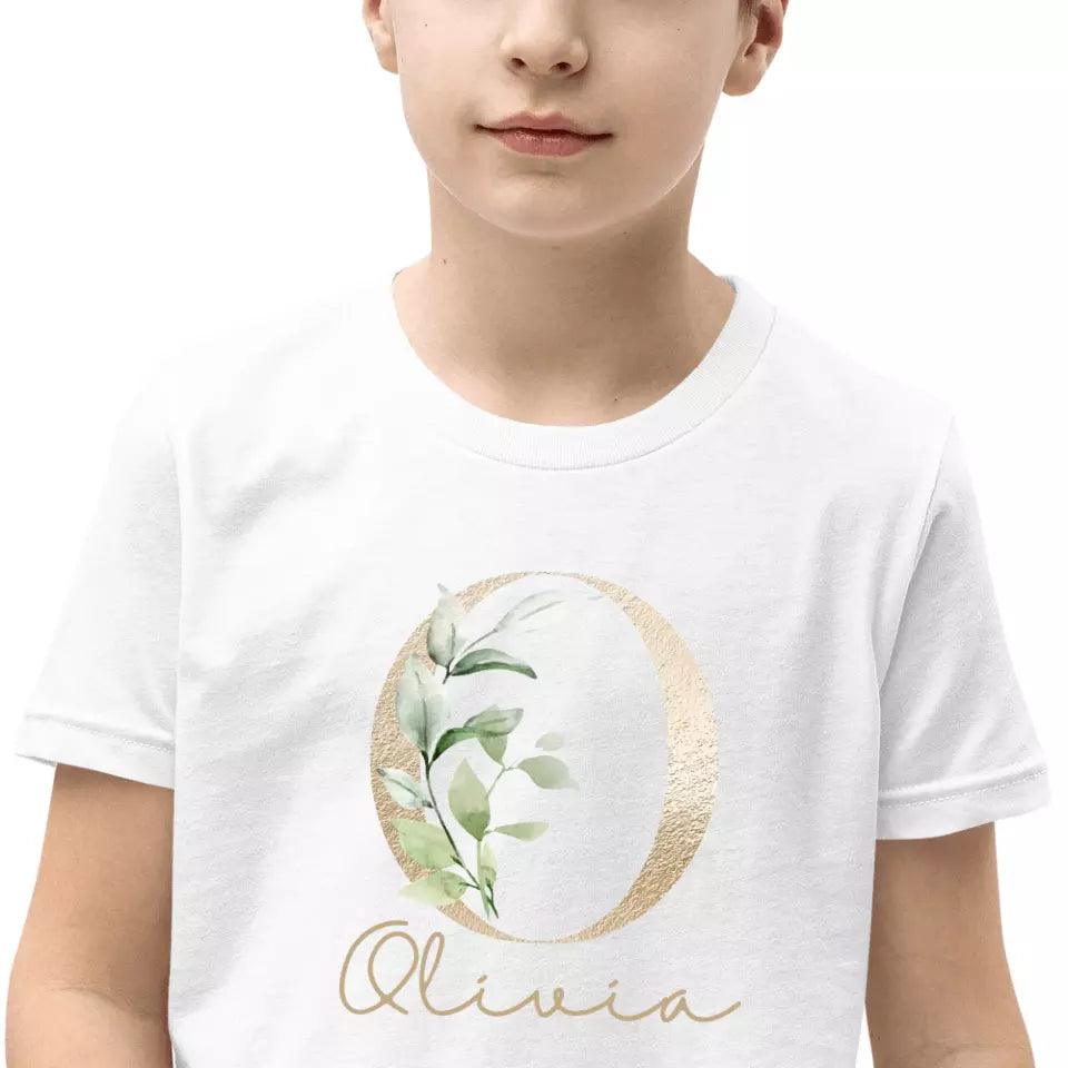 Custom Elegant Leaves Alphabet T-Shirt – ART-TSH013 - ARTFULANE