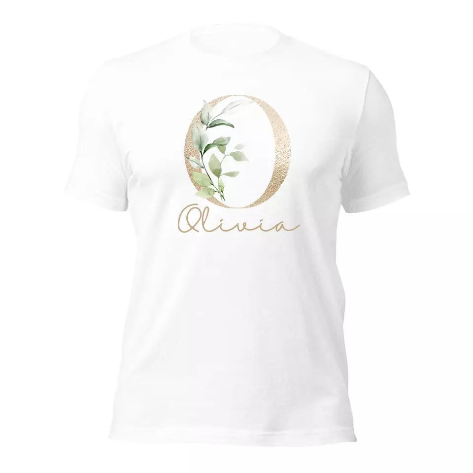 Custom Elegant Leaves Alphabet T-Shirt – ART-TSH013 - ARTFULANE