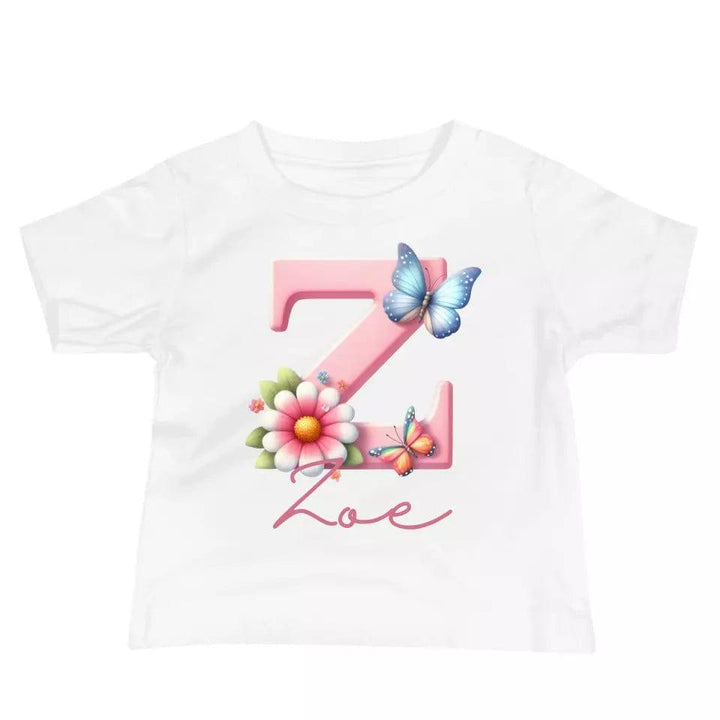 Custom Flowers and Butterflies Alphabet T-Shirt – ART-TSH017 - ARTFULANE