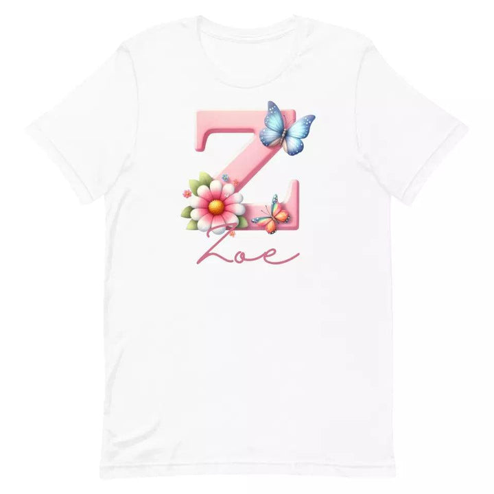 Custom Flowers and Butterflies Alphabet T-Shirt – ART-TSH017 - ARTFULANE