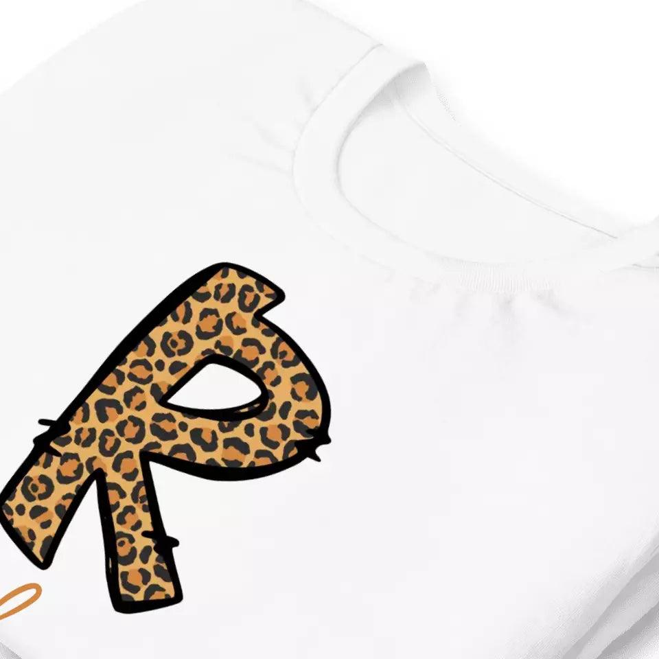 Custom Cheetah Pattern Alphabet T-Shirt – ART-TSH021 - ARTFULANE