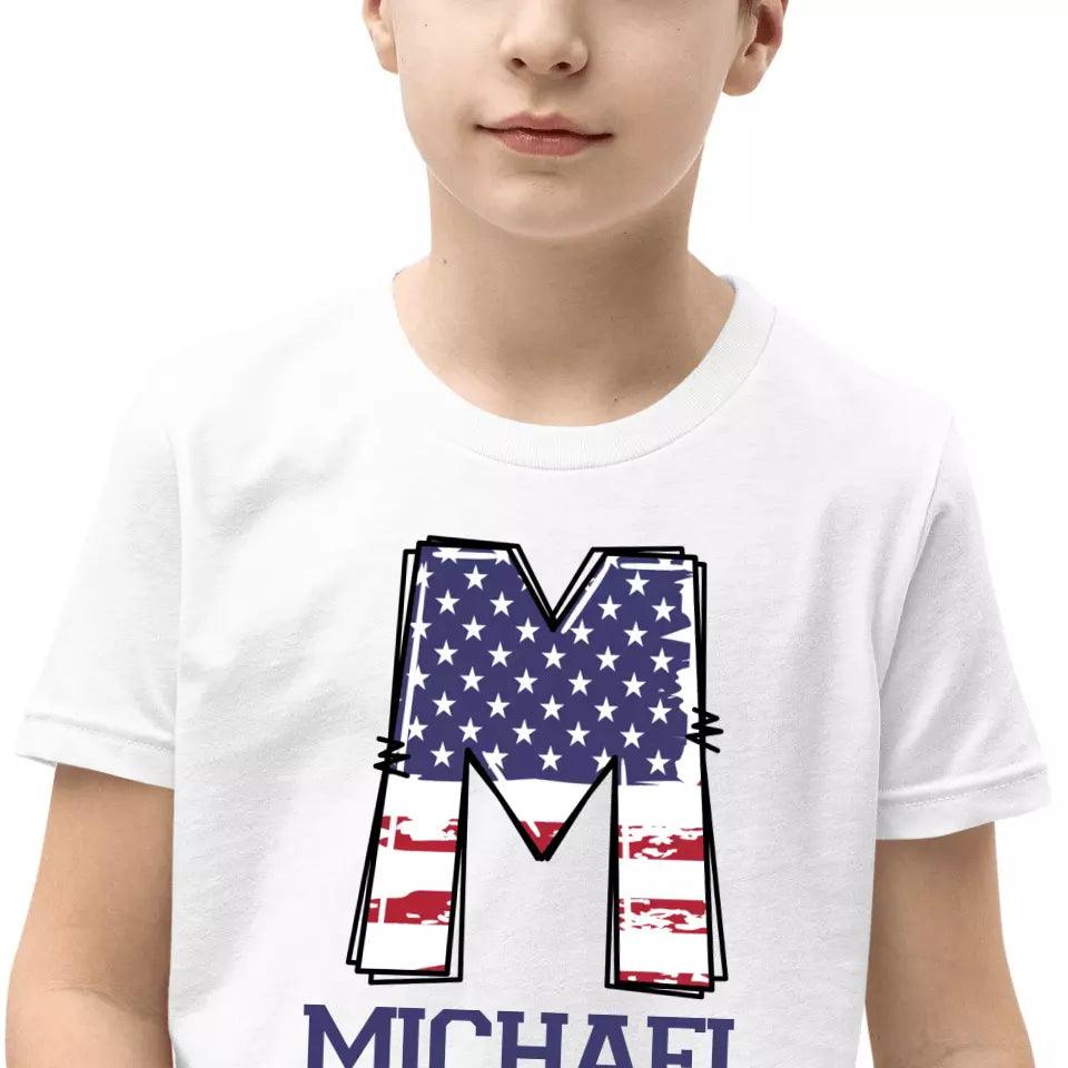 Custom USA Flag Alphabet T-Shirt – ART-TSH024 - ARTFULANE