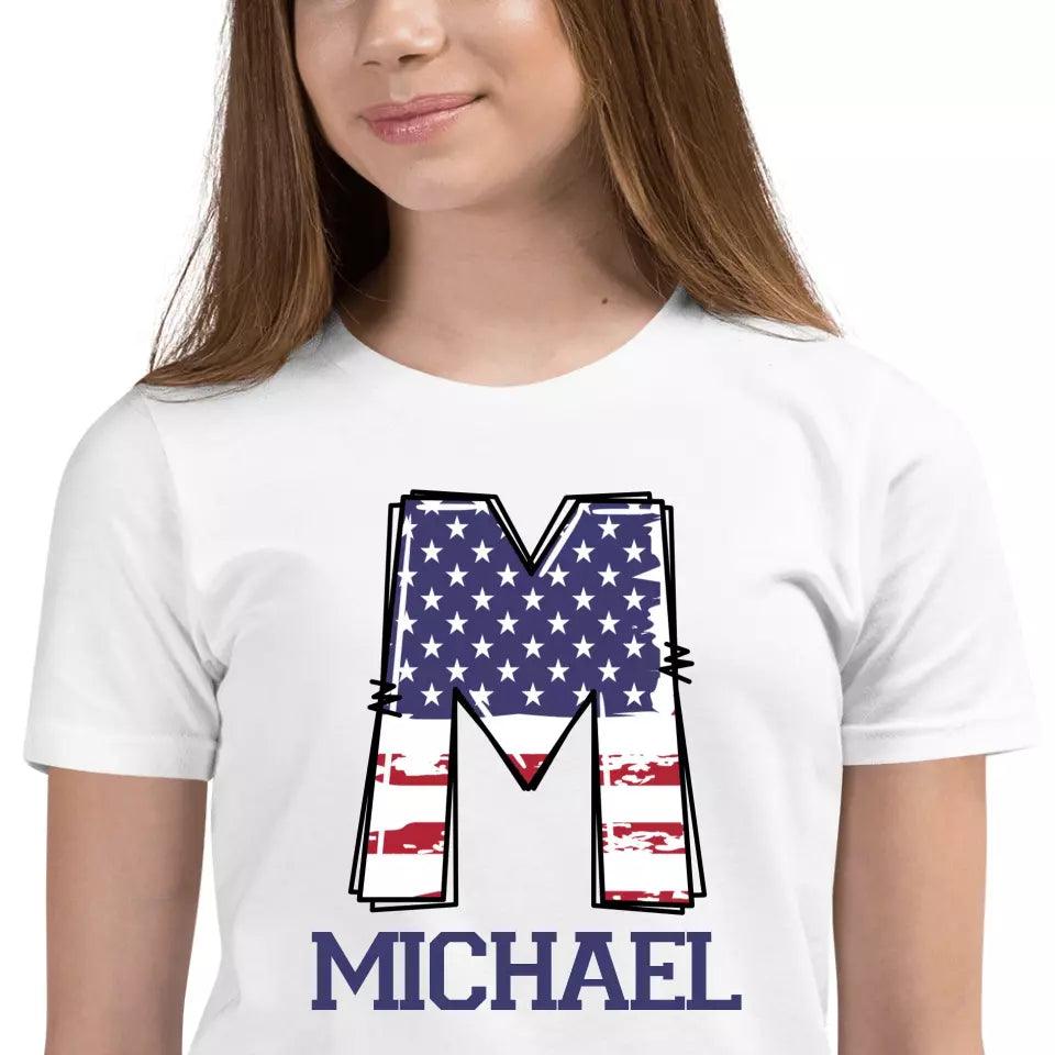 Custom USA Flag Alphabet T-Shirt – ART-TSH024 - ARTFULANE