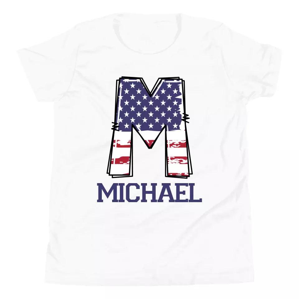 Custom USA Flag Alphabet T-Shirt – ART-TSH024 - ARTFULANE