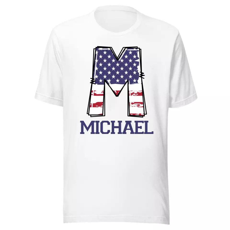 Custom USA Flag Alphabet T-Shirt – ART-TSH024 - ARTFULANE