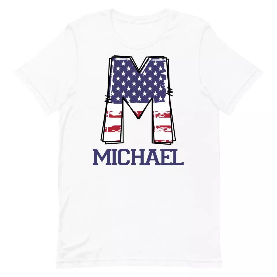 Custom USA Flag Alphabet T-Shirt – ART-TSH024 - ARTFULANE