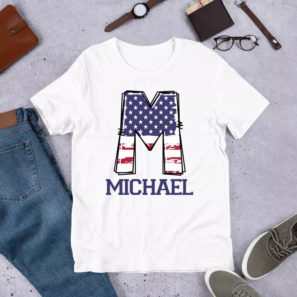 Custom USA Flag Alphabet T-Shirt – ART-TSH024 - ARTFULANE