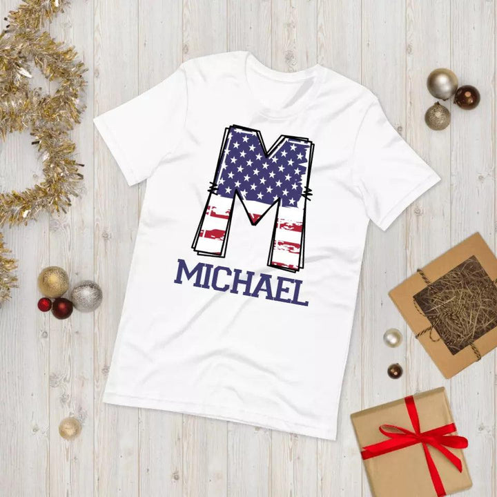 Custom USA Flag Alphabet T-Shirt – ART-TSH024 - ARTFULANE