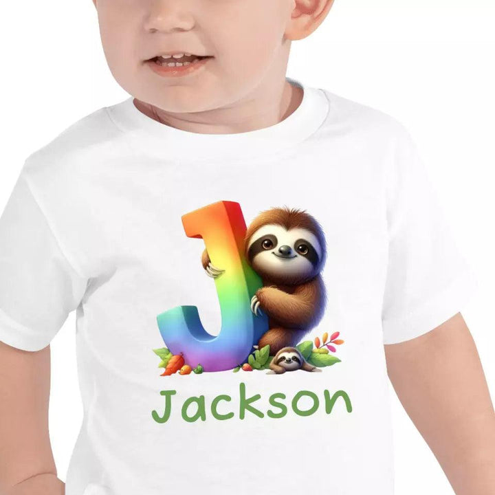 Custom Rainbow Letters Sloth T-Shirt – ART-TSH026 - ARTFULANE