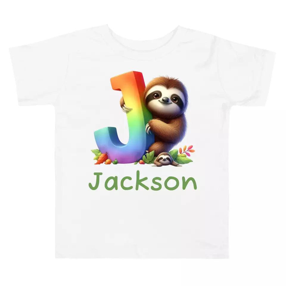 Custom Rainbow Letters Sloth T-Shirt – ART-TSH026 - ARTFULANE