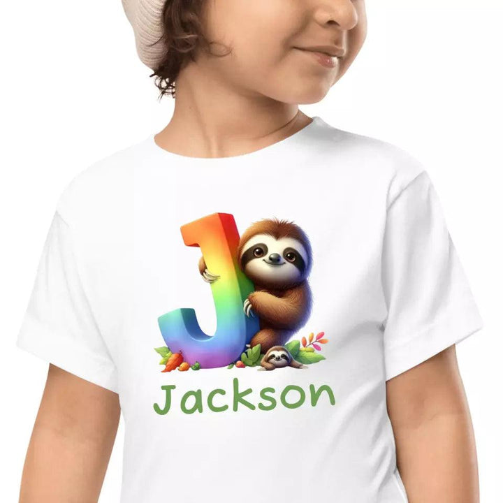 Custom Rainbow Letters Sloth T-Shirt – ART-TSH026 - ARTFULANE