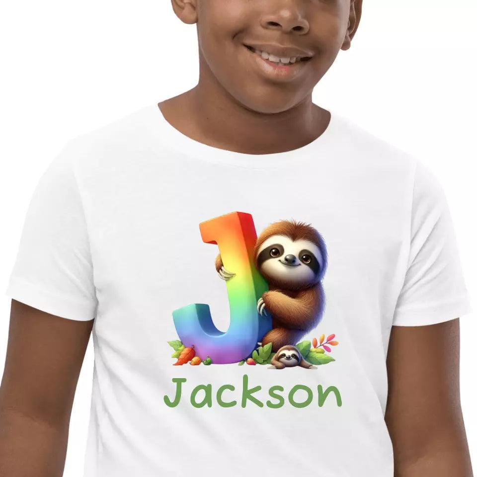 Custom Rainbow Letters Sloth T-Shirt – ART-TSH026 - ARTFULANE