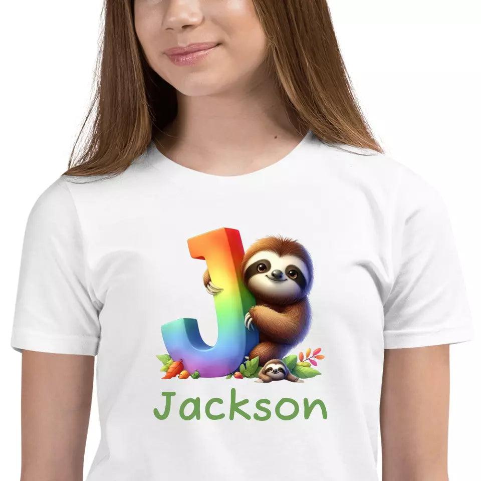 Custom Rainbow Letters Sloth T-Shirt – ART-TSH026 - ARTFULANE