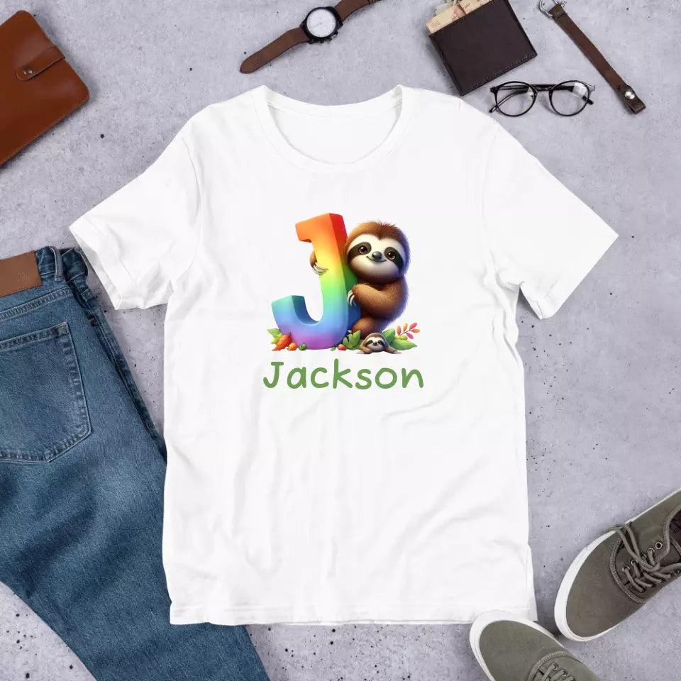 Custom Rainbow Letters Sloth T-Shirt – ART-TSH026 - ARTFULANE