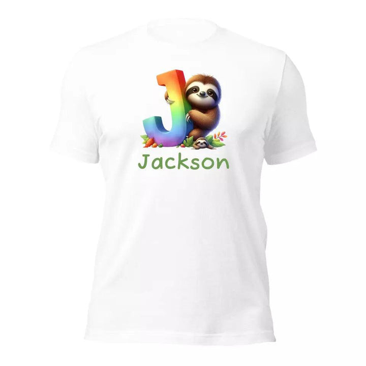 Custom Rainbow Letters Sloth T-Shirt – ART-TSH026 - ARTFULANE