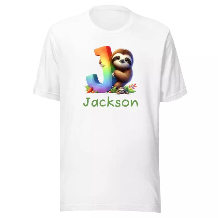 Custom Rainbow Letters Sloth T-Shirt – ART-TSH026 - ARTFULANE