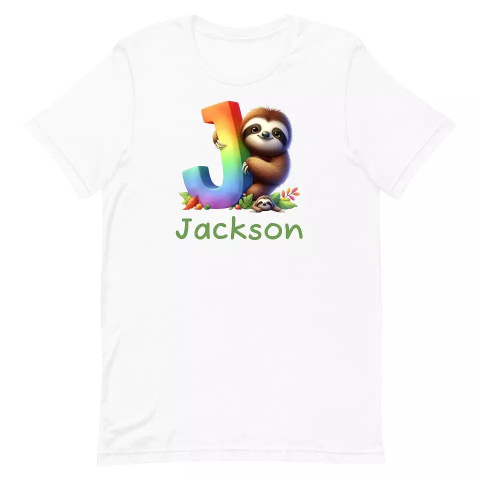 Custom Rainbow Letters Sloth T-Shirt – ART-TSH026 - ARTFULANE