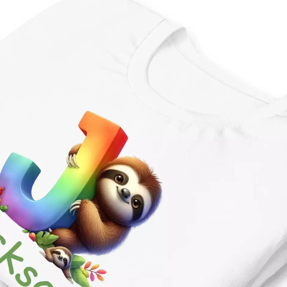 Custom Rainbow Letters Sloth T-Shirt – ART-TSH026 - ARTFULANE