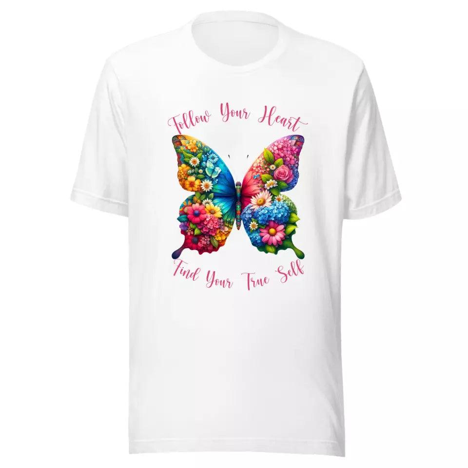 Custom Beautiful Floral Butterflies T-Shirt - ART-TSH036 - ARTFULANE