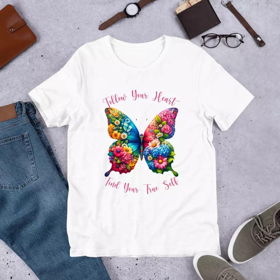 Custom Beautiful Floral Butterflies T-Shirt - ART-TSH036 - ARTFULANE