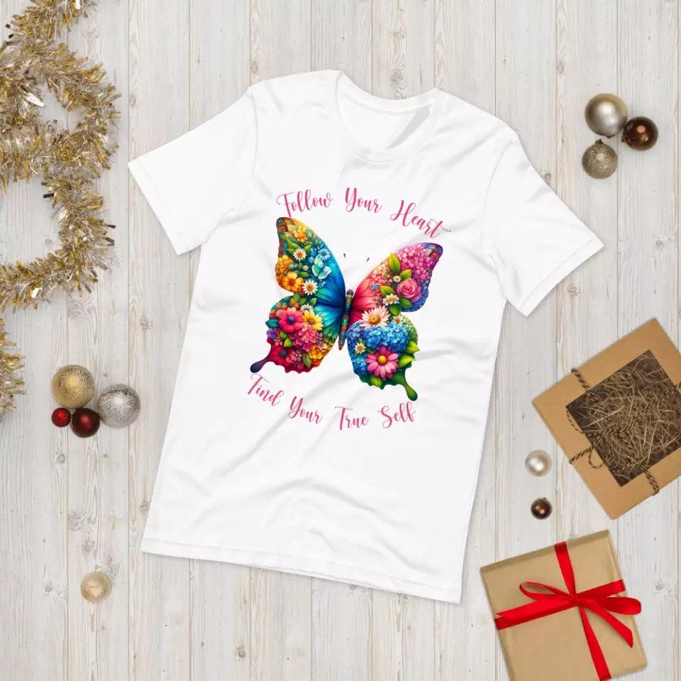 Custom Beautiful Floral Butterflies T-Shirt - ART-TSH036 - ARTFULANE