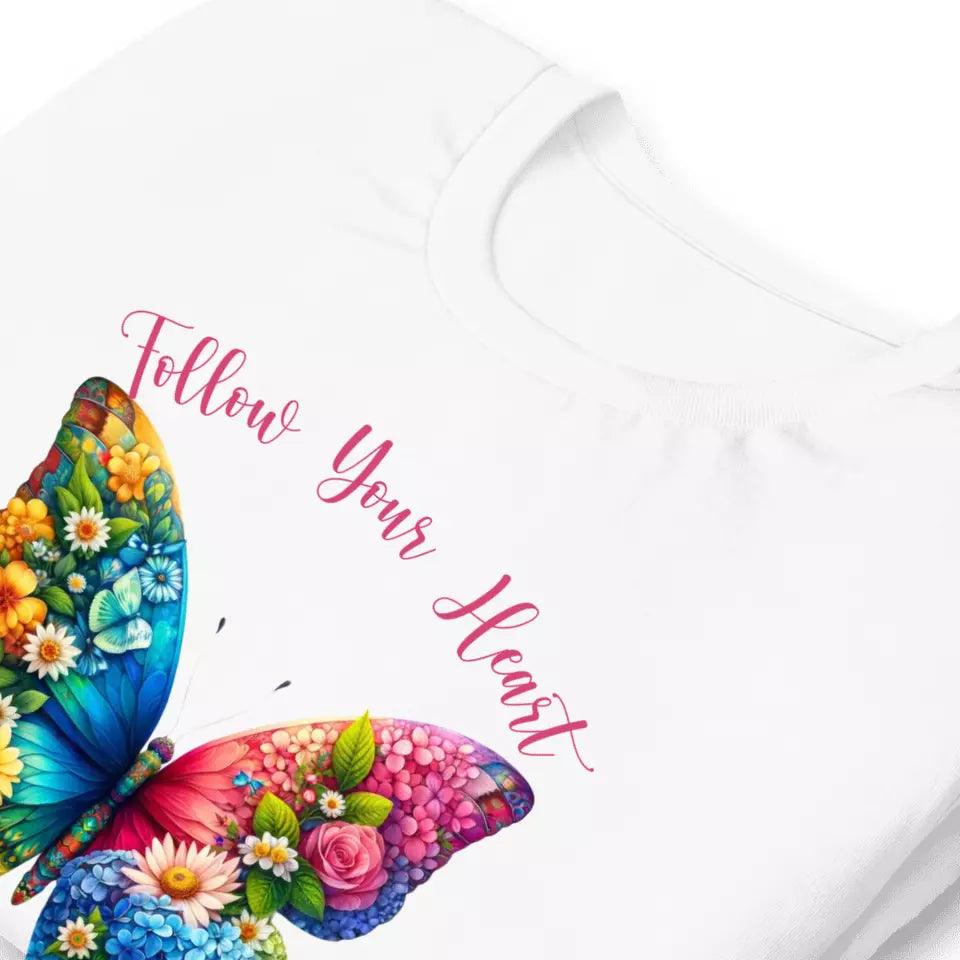 Custom Beautiful Floral Butterflies T-Shirt - ART-TSH036 - ARTFULANE