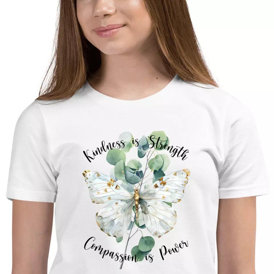 Custom Watercolor Butterflies on Botanicals T-Shirt - ART-TSH037 - ARTFULANE