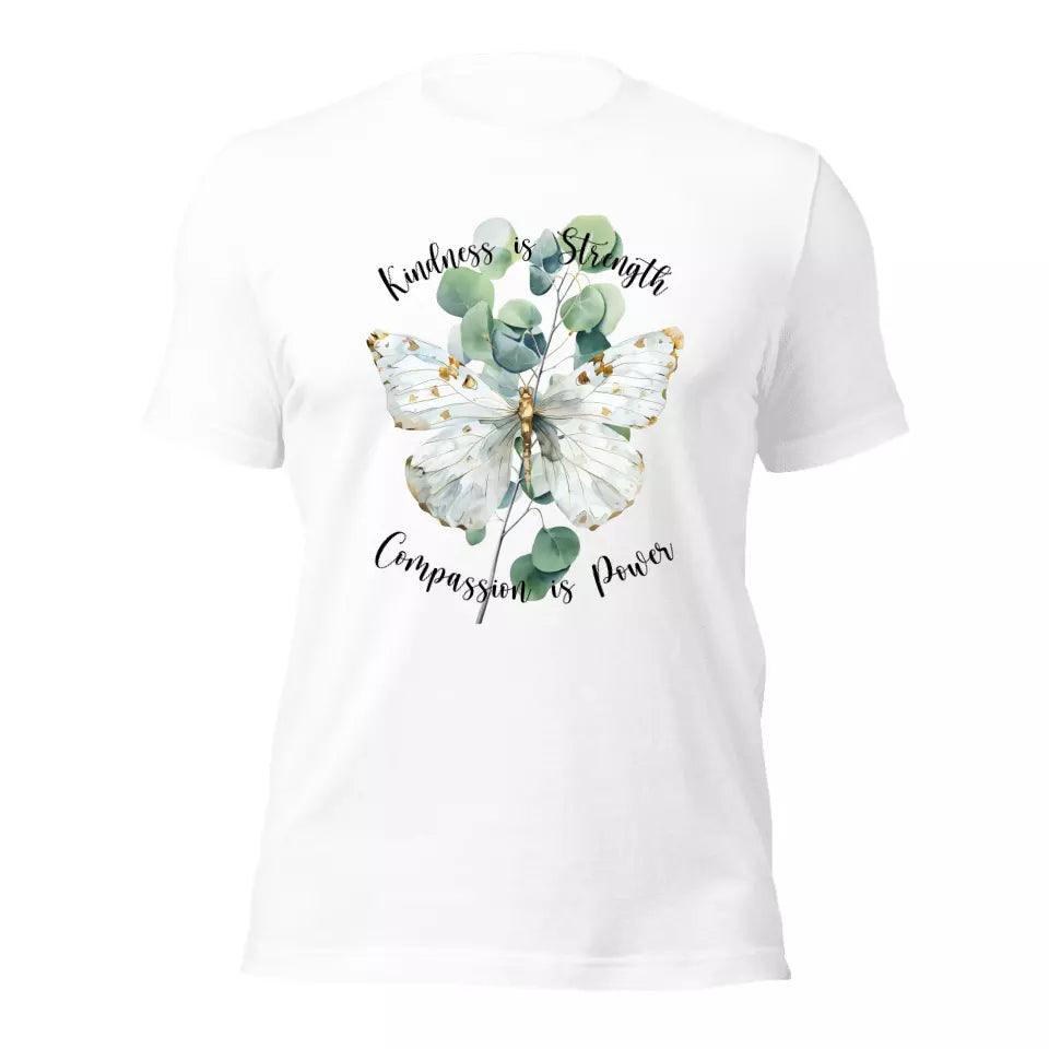 Custom Watercolor Butterflies on Botanicals T-Shirt - ART-TSH037 - ARTFULANE