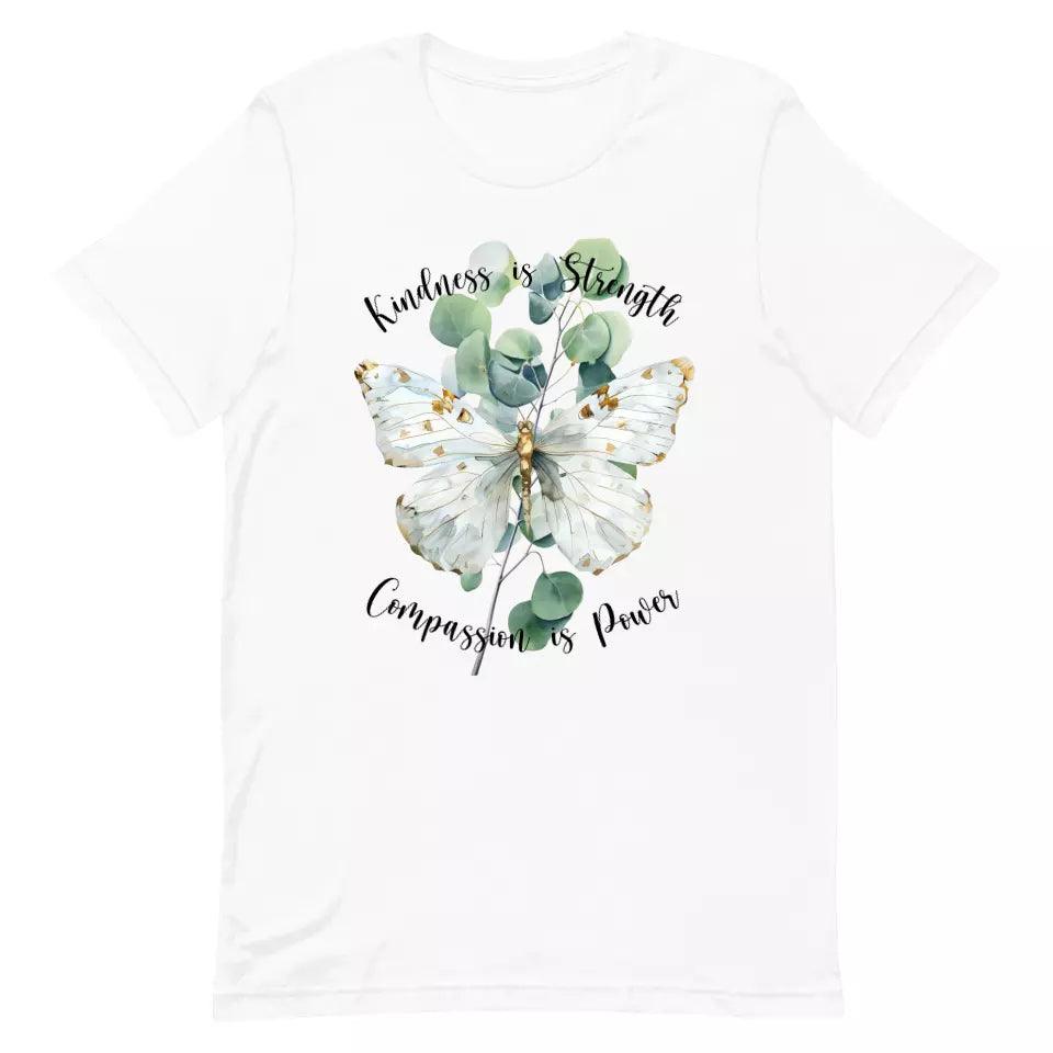 Custom Watercolor Butterflies on Botanicals T-Shirt - ART-TSH037 - ARTFULANE