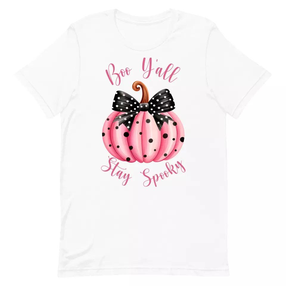 Custom Pink Halloween Coquette Bow T-Shirt - ART-TSH043 - ARTFULANE