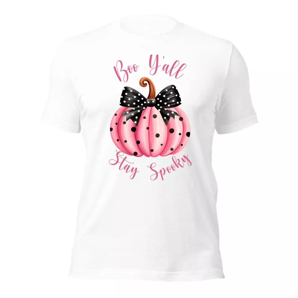 Custom Pink Halloween Coquette Bow T-Shirt - ART-TSH043 - ARTFULANE