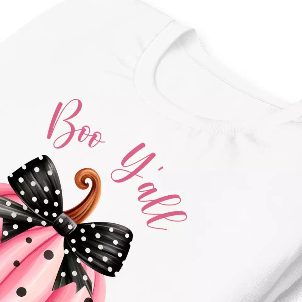 Custom Pink Halloween Coquette Bow T-Shirt - ART-TSH043 - ARTFULANE