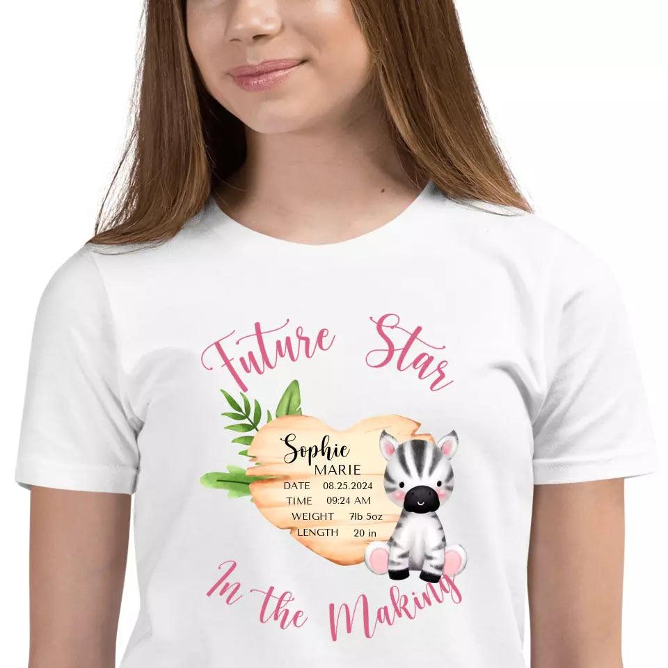 Custom Cute Zebra Safari Baby Announcement T-Shirt - ART-TSH046 - ARTFULANE