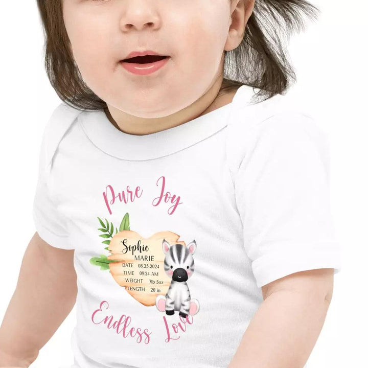 Custom Cute Zebra Safari Baby Announcement T-Shirt - ART-TSH046 - ARTFULANE