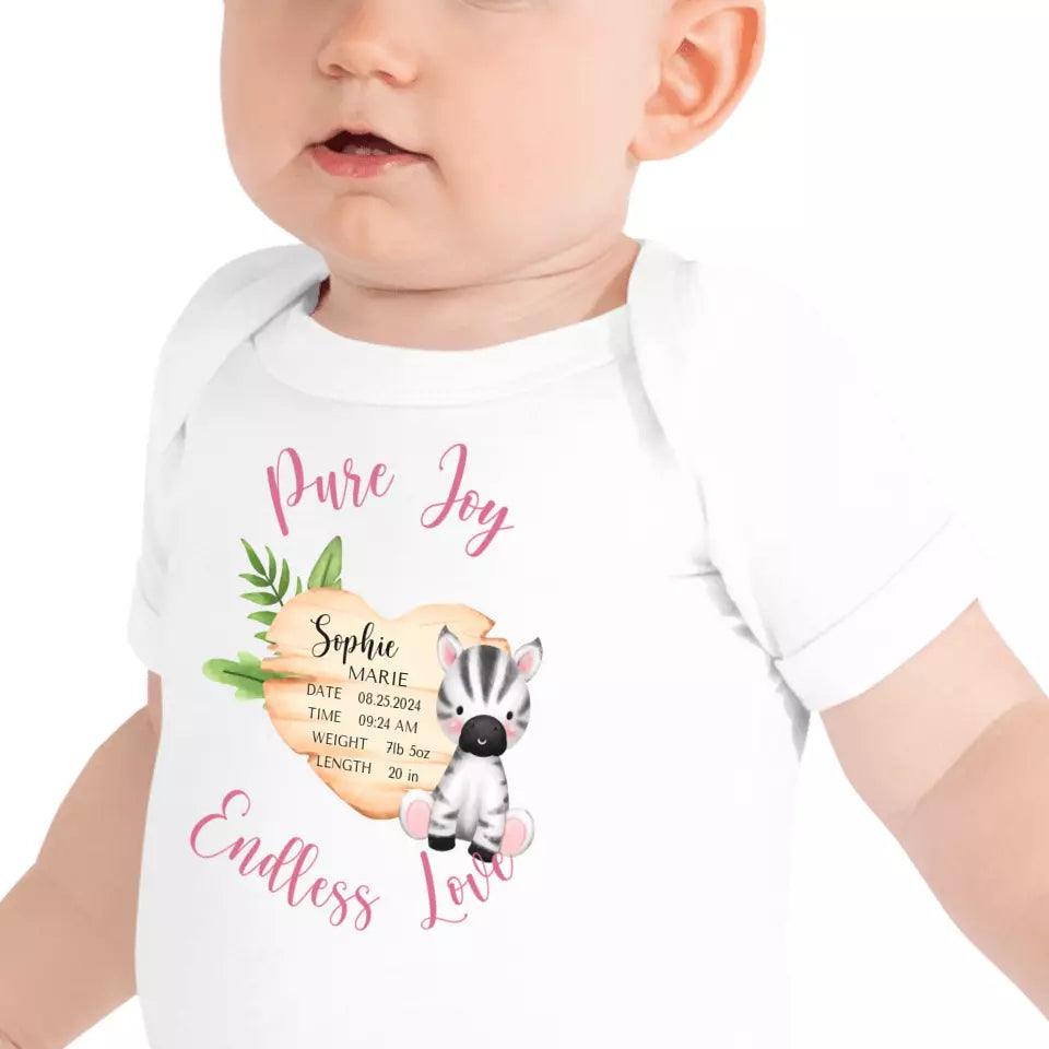 Custom Cute Zebra Safari Baby Announcement T-Shirt - ART-TSH046 - ARTFULANE