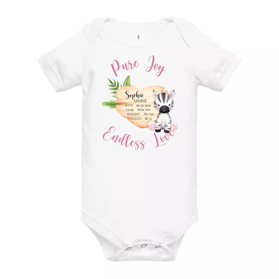 Custom Cute Zebra Safari Baby Announcement T-Shirt - ART-TSH046 - ARTFULANE