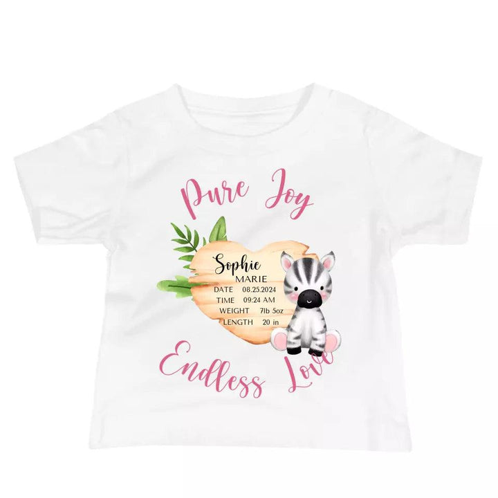 Custom Cute Zebra Safari Baby Announcement T-Shirt - ART-TSH046 - ARTFULANE