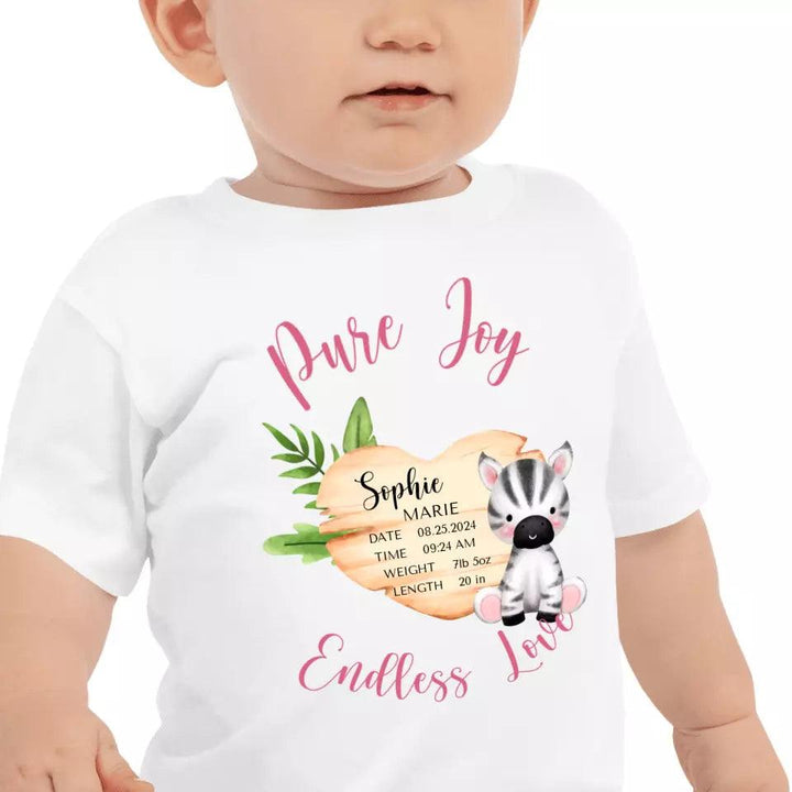 Custom Cute Zebra Safari Baby Announcement T-Shirt - ART-TSH046 - ARTFULANE