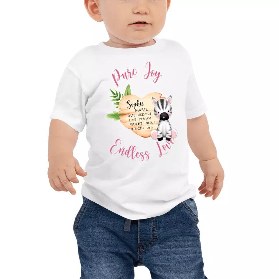 Custom Cute Zebra Safari Baby Announcement T-Shirt - ART-TSH046 - ARTFULANE