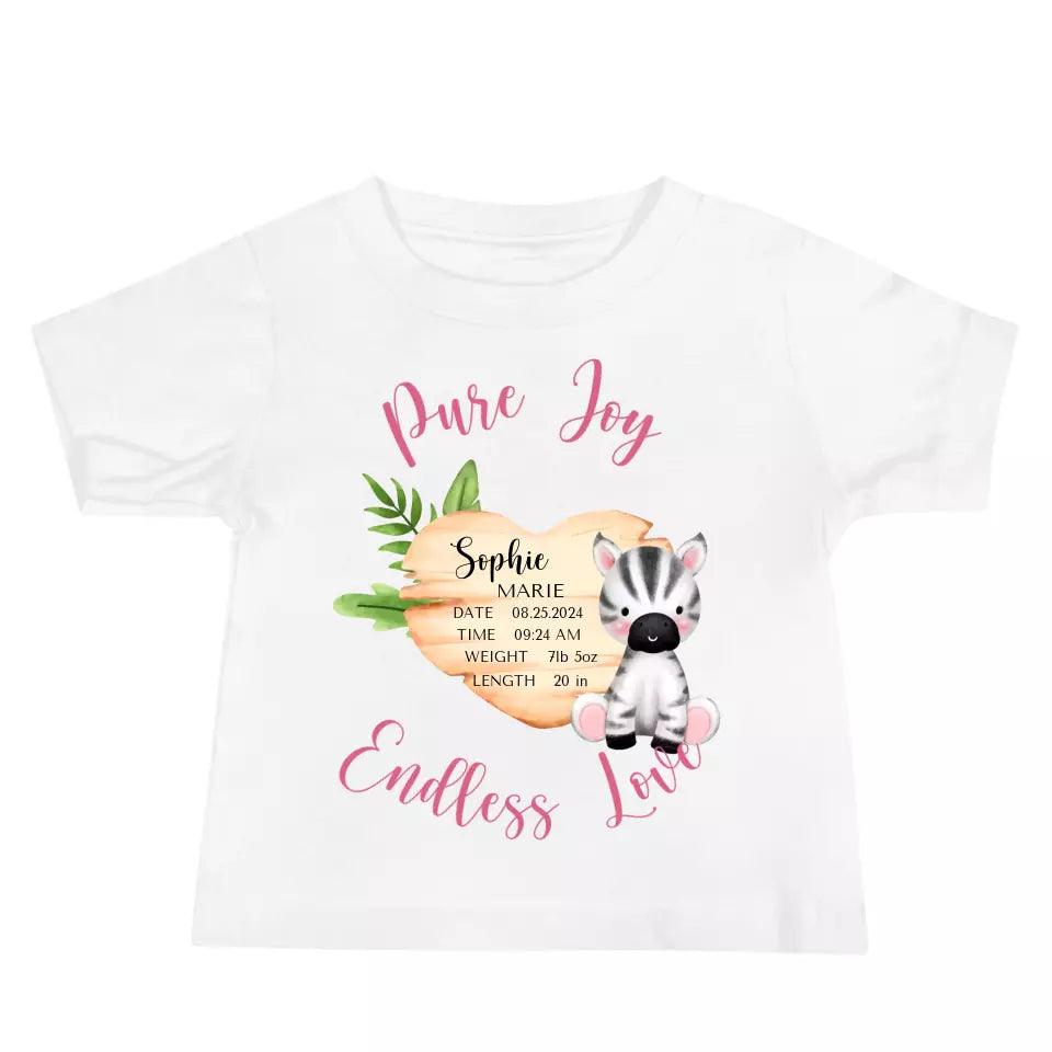 Custom Cute Zebra Safari Baby Announcement T-Shirt - ART-TSH046 - ARTFULANE