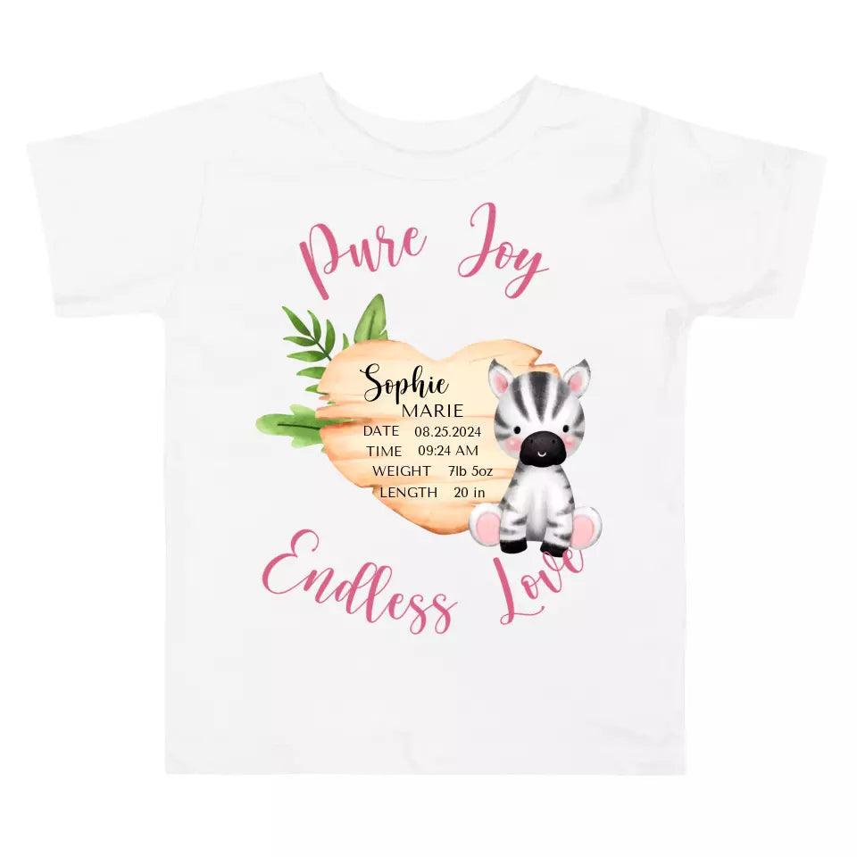 Custom Cute Zebra Safari Baby Announcement T-Shirt - ART-TSH046 - ARTFULANE