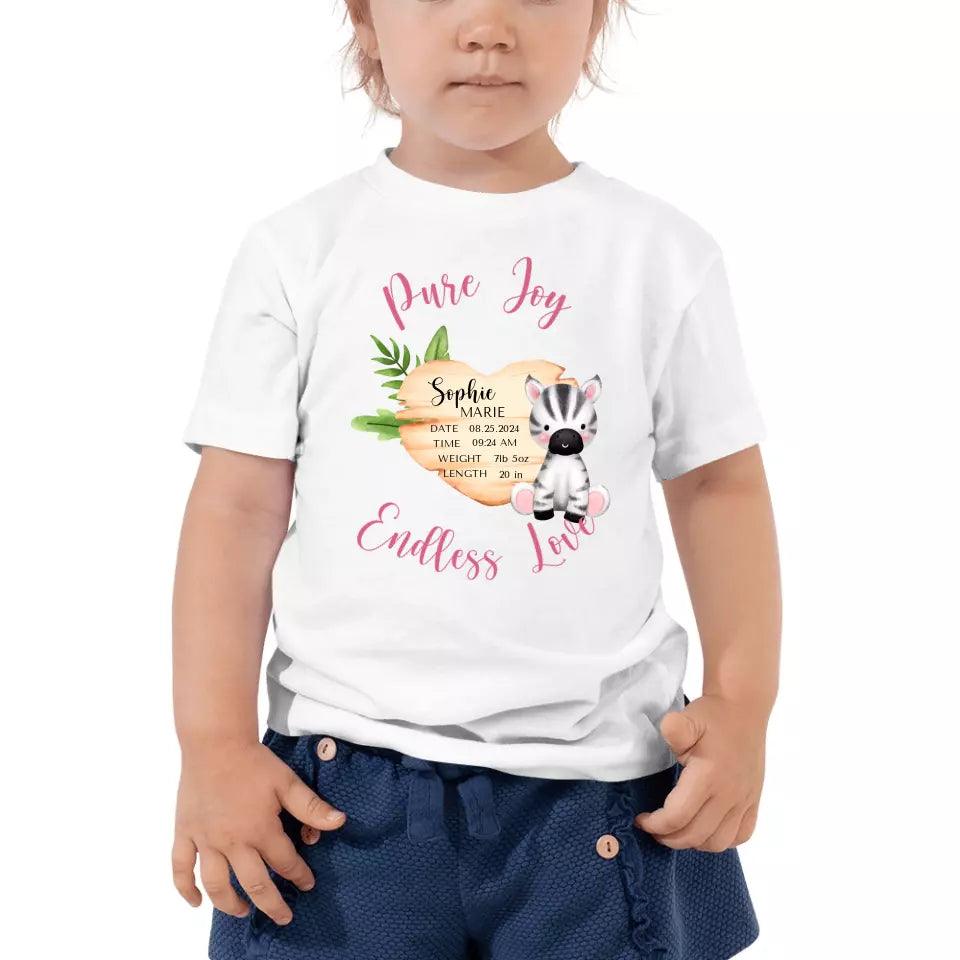 Custom Cute Zebra Safari Baby Announcement T-Shirt - ART-TSH046 - ARTFULANE