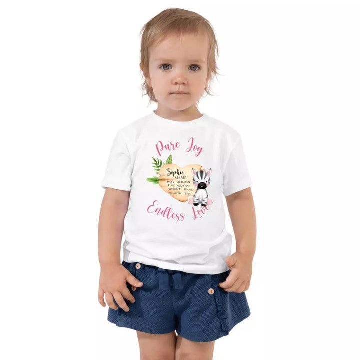 Custom Cute Zebra Safari Baby Announcement T-Shirt - ART-TSH046 - ARTFULANE