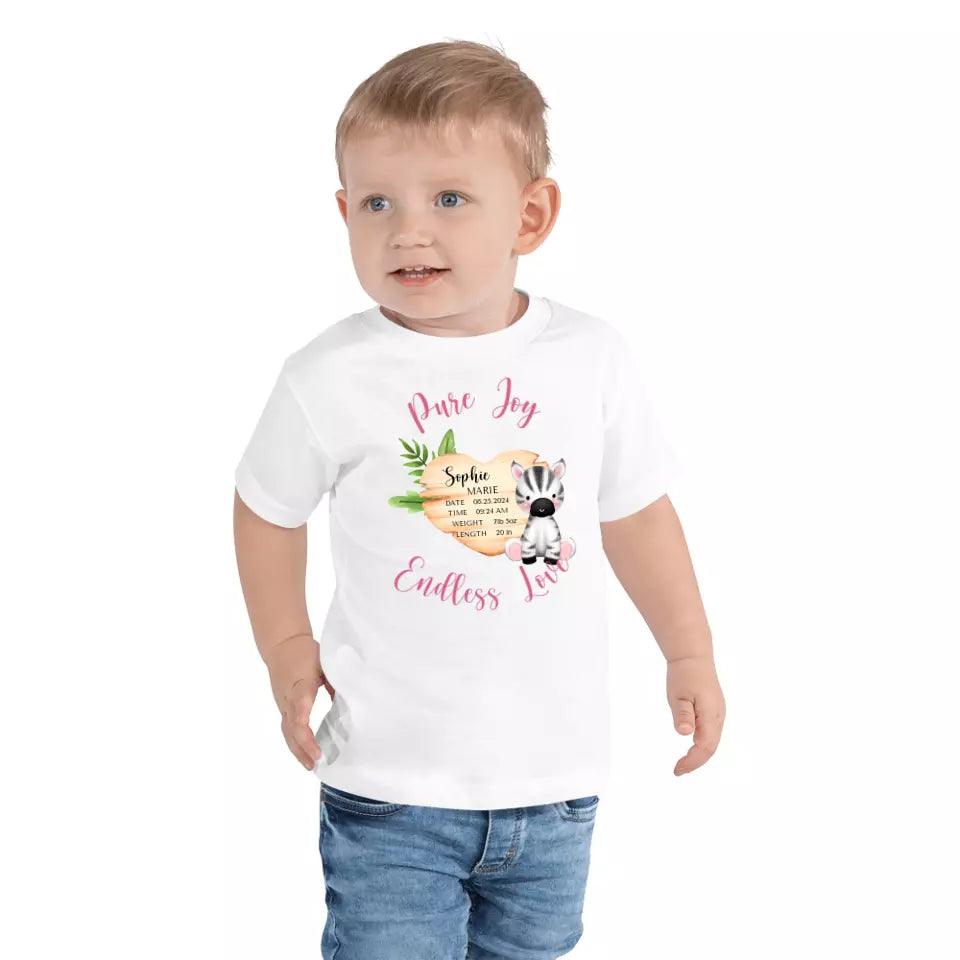 Custom Cute Zebra Safari Baby Announcement T-Shirt - ART-TSH046 - ARTFULANE