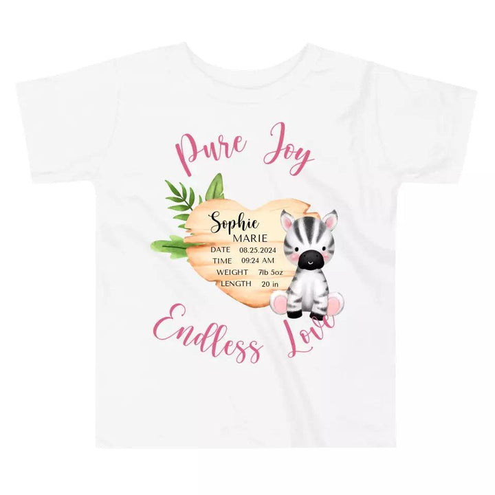 Custom Cute Zebra Safari Baby Announcement T-Shirt - ART-TSH046 - ARTFULANE