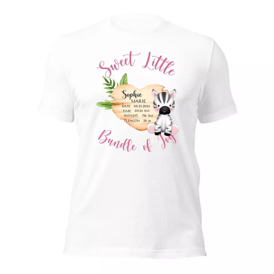 Custom Cute Zebra Safari Baby Announcement T-Shirt - ART-TSH046 - ARTFULANE